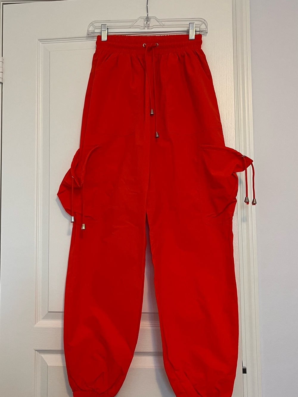 Missguided Red Wide Leg Cargo Joggers